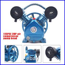 Air Compressor Pump Twin Cylinder 2 Piston V Style 2HP Head Single Stage Blue