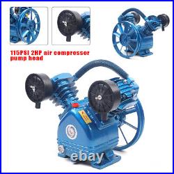 Air Compressor Pump Twin Cylinder 2 Piston V Style 2HP Head Single Stage Blue