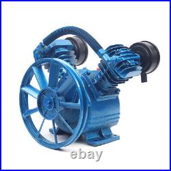 Air Compressor Pump Twin Cylinder 2 Piston V Style 2HP Head Single Stage Blue