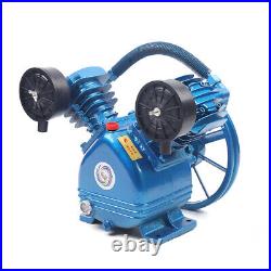 Air Compressor Pump Twin Cylinder 2 Piston V Style 2HP Head Single Stage Blue