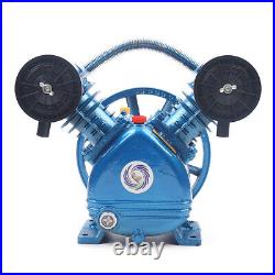 Air Compressor Pump Twin Cylinder 2 Piston V Style 2HP Head Single Stage Blue