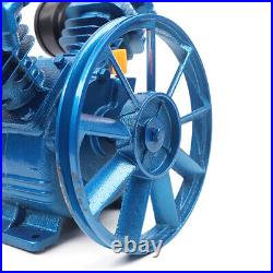 Air Compressor Pump Twin Cylinder 2 Piston V Style 2HP Head Single Stage Blue