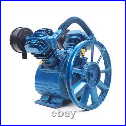 Air Compressor Pump Twin Cylinder 2 Piston V Style 2HP Head Single Stage Blue