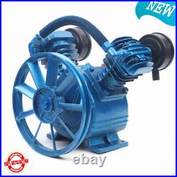 Air Compressor Pump Twin Cylinder 2 Piston V Style 2HP Head Single Stage Blue