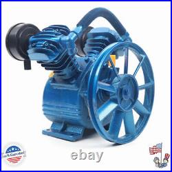 Air Compressor Pump Twin Cylinder 2 Piston V Style 2HP Head Single Stage Blue