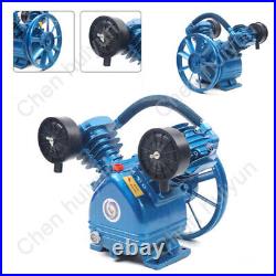 Air Compressor Pump Twin Cylinder 2 Piston V Style 2HP Head Single Stage Blue