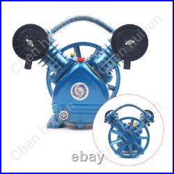 Air Compressor Pump Twin Cylinder 2 Piston V Style 2HP Head Single Stage Blue