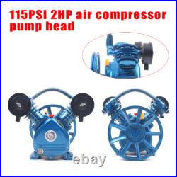 Air Compressor Pump Twin Cylinder 2 Piston V Style 2HP Head Single Stage Blue US