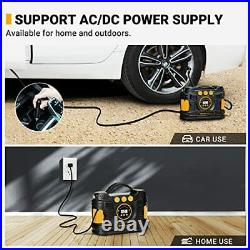 Air Compressor Tire Inflator, Portable DC/AC Air Pump for Car Tires, yellow