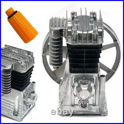 Aluminum Air Compressor Pump Twin Cylinder Oil Lubricated Belt Drive withSilencer