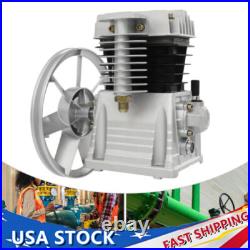 Aluminum Air Compressor Pump Twin Cylinder Oil Lubricated Belt Drive with Silencer