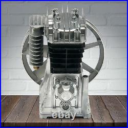 Aluminum Air Compressor Pump Twin Cylinder Oil Lubricated Belt Drive with Silencer