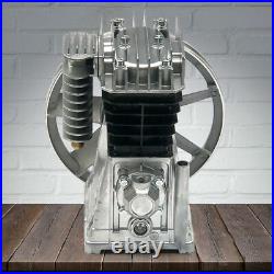 Aluminum Air Compressor Pump Twin Cylinder Oil Lubricated Belt Drive with Silencer
