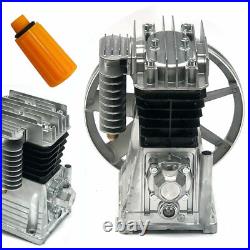 Aluminum Air Compressor Pump Twin Cylinder Oil Lubricated Belt Drive with Silencer