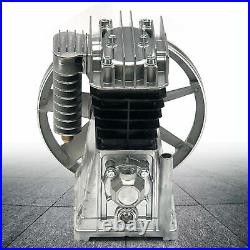 Aluminum Air Compressor Pump Twin Cylinder Oil Lubricated Belt Drive with Silencer