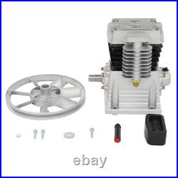 Aluminum Air Compressor Pump Twin Cylinder Oil Lubricated Belt Drive with Silencer