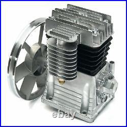 Aluminum Air Compressor Pump Twin Cylinder Oil Lubricated Belt Drive with Silencer