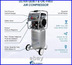 California Air Tools 10020C 2.0HP Ultra Quiet and Oil-Free Air Compressor, Silver