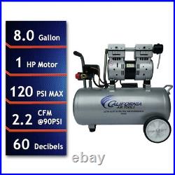 California Air Tools 8010A 1 HP 8gal Quiet & Oil-Free Alum Air Compressor New