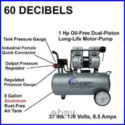 California Air Tools 8010A 1 HP 8gal Quiet & Oil-Free Alum Air Compressor New