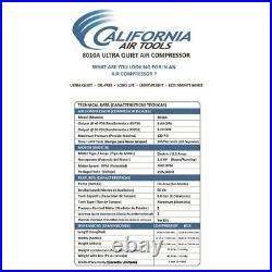 California Air Tools 8010A 1 HP 8gal Quiet & Oil-Free Alum Air Compressor New