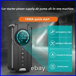 Car Jump Starter Air Pump Power Bank Lighting Portable Air Compressor 4 in 1 Car