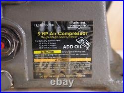 Central Pneumatic Dual Piston Single Stage 5 Horse Air Compressor Pump New