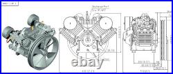 Ci10, Ca2, 10hp Cast Iron 2 Stage Air Compressor Pump V-4 Piston