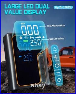Cordless Tire Inflator and Battery Jumper Portable Air Compressor for Bike Handh