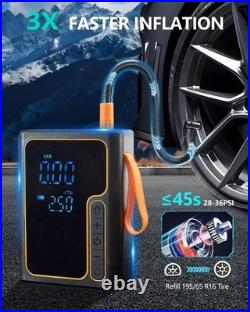 Cordless Tire Inflator and Battery Jumper Portable Air Compressor for Bike Handh