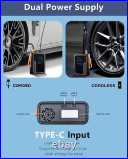 Cordless Tire Inflator and Battery Jumper Portable Air Compressor for Bike Handh