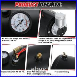 DC 12V MAX 150PSI Air Compressor Tank Pump with3 Liter 0.8 Gallon Tank For Train T