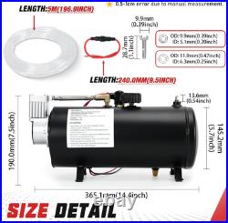 DC 12V MAX 150PSI Air Compressor Tank Pump with3 Liter 0.8 Gallon Tank For Train T