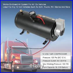 DC 12V MAX 150PSI Air Compressor Tank Pump with 3 Liter Tank 0.8 Gallon Porta