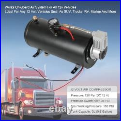 DC 12V MAX 150PSI Air Compressor Tank Pump with 3 Liter Tank 0.8 Gallon Portable