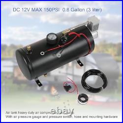 DC 12V MAX 150PSI Air Compressor Tank Pump with 3 Liter Tank 0.8 Gallon Portable