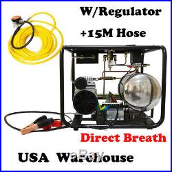 Direct Breath 12V Scuba Diving Pump Hookah Compressor WithHose+Regulator Auto Stop