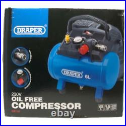 Draper 6L Litre Pump Small Compact Portable Oil-Free Air Compressor 1.5HP 1.2kW