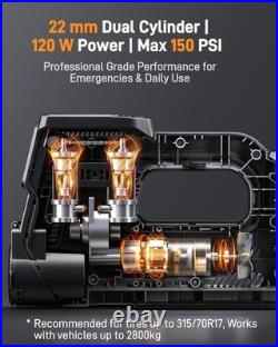 Dual Cylinder Portable Tire Inflator Air Compressor with 20V Removable Battery