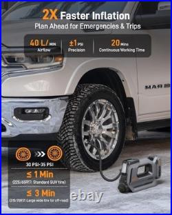 Dual Cylinder Portable Tire Inflator Air Compressor with 20V Removable Battery
