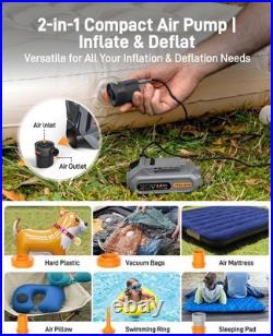 Dual Cylinder Portable Tire Inflator Air Compressor with 20V Removable Battery