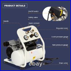 Electric Ultra Quiet Oil-Free Air Compressor 1 Phase 4CFM 115PSI 2.5Gal Tank
