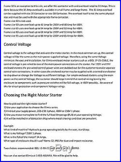 Elimia Air Compressor Pump Motor Starter 208 -230V Coil 48-65 Amp Nema 4X 20 HP