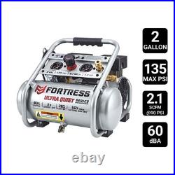 FORTRESS 2 Gallon 135 PSI Ultra Quiet Oil-Free Air Compressor Portable
