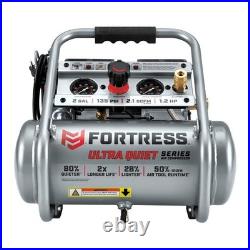 FORTRESS 2 Gallon 135 PSI Ultra Quiet Oil-Free Air Compressor Portable