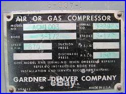Gardner-Denver ACM1003 Industrial Compressor Pump Air or Gas 2 cylinder
