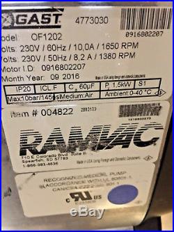 Gast Ramvac Of1202 Dental EZ Electric Air Compressor, 230v Medical / Dental Pump