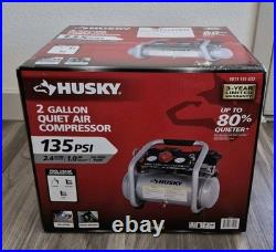Husky 2 Gal. 135 PSI Portable Electric Oil-Free Quiet Air Compressor with Gauges