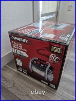 Husky 2 Gal. 135 PSI Portable Electric Oil-Free Quiet Air Compressor with Gauges
