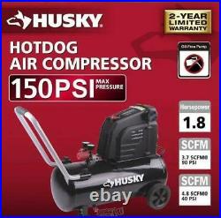 Husky-8G 150 PSI Hotdog Air Compressor Oil-Free Pump Quiet Operation 1.8HP